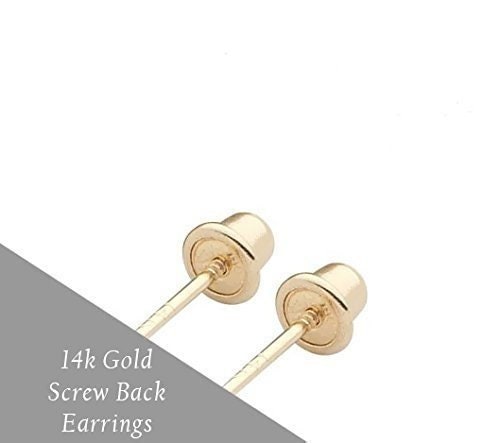 Tousi Screw Back Earrings Replacement Screw Backs for Diamond Stud Earrings  Screw Back Earrings for Adults 6mm Solid 14k or 18k Yellow Gold 