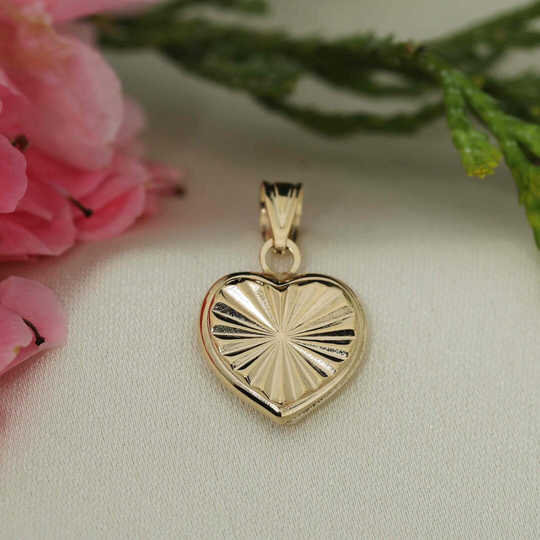 Art and Molly Real 14K Yellow Gold Polished Shiny Heart Pendant Etsy