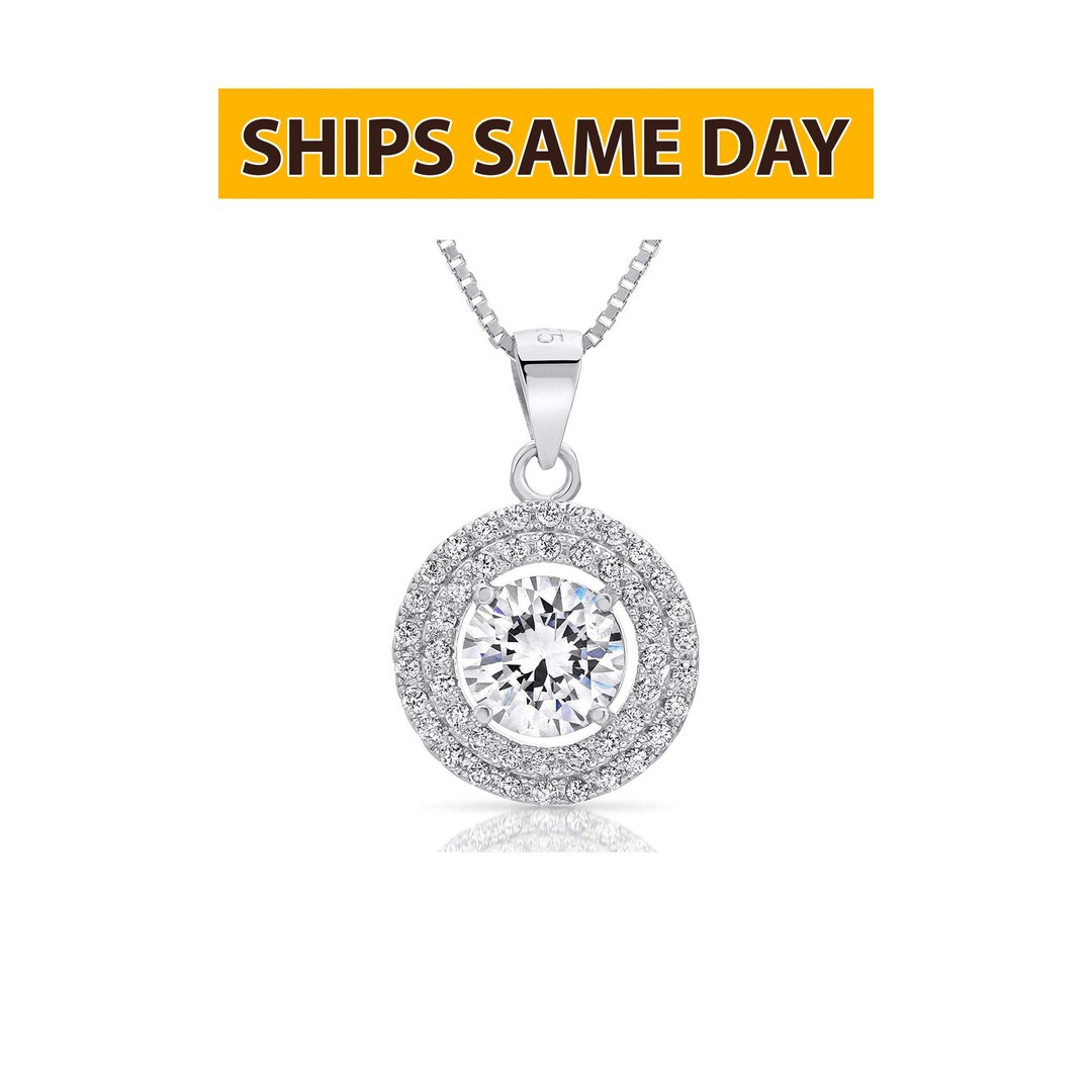 Art and Molly Sterling Silver Cubic Zirconia Round CZ Double Halo