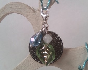 Sixpence and 925 Sterling Silver.....Something Blue...Bridal Charm.