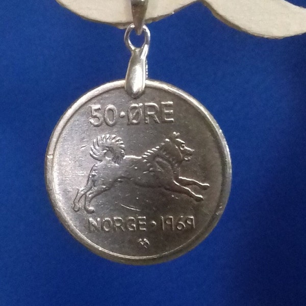 Necklace with Norwegian 50 øre coin pendant and 925 sterling silver.