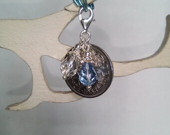 Sixpence and 925 Sterling Silver.........Something Blue...Bridal Charm.