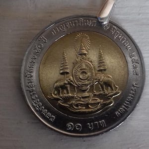 10 Baht Coin Medallion from Thailand and 925 Sterling Silver.