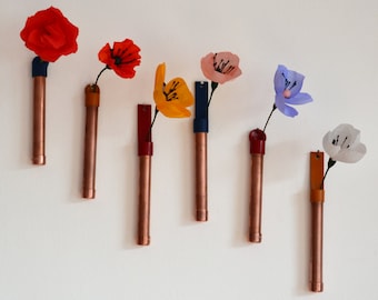 Copper wall vase Set of 6 Mix and match Copper home decor Little Luxuries Inspirational gifts Flower vases Bud vase Single flower vase