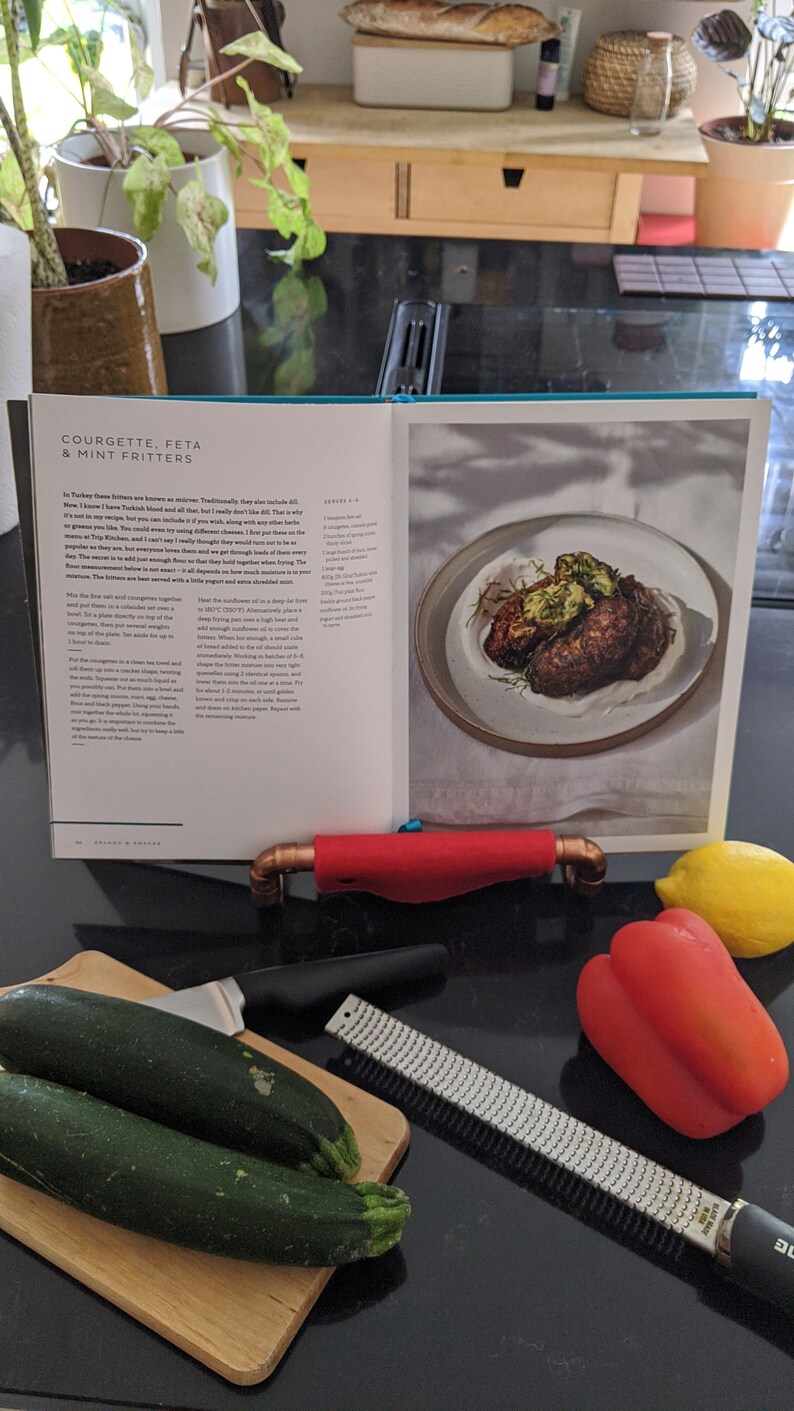 Copper Cookbook Stand Book Holder Industrial Kitchen Decor Etsy UK