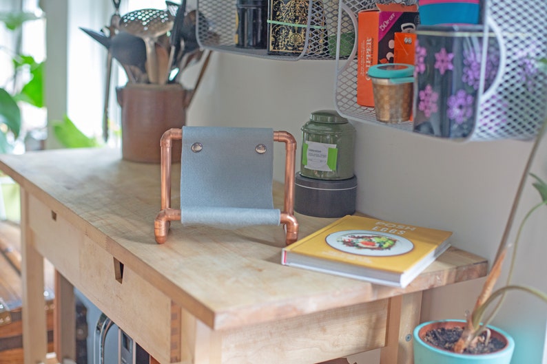Copper Cookbook Stand Book Holder Industrial Kitchen Decor Etsy UK