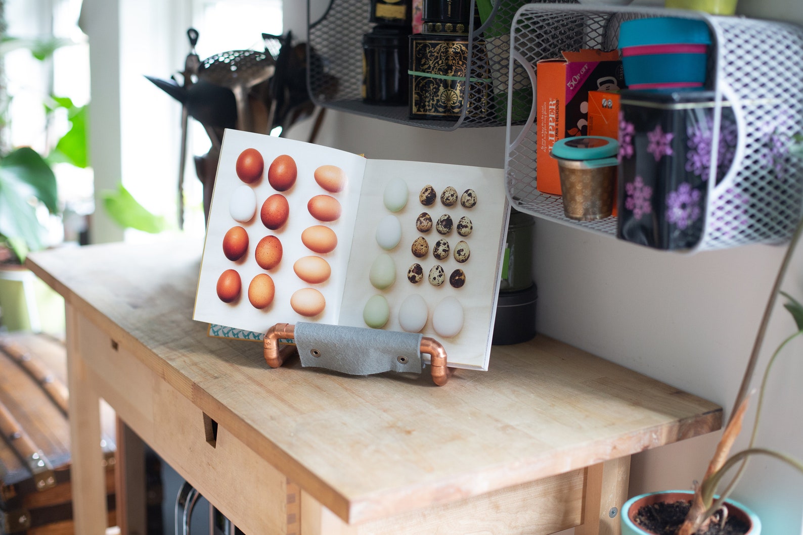 Copper Cookbook Stand Book Holder Industrial Kitchen Decor Etsy UK