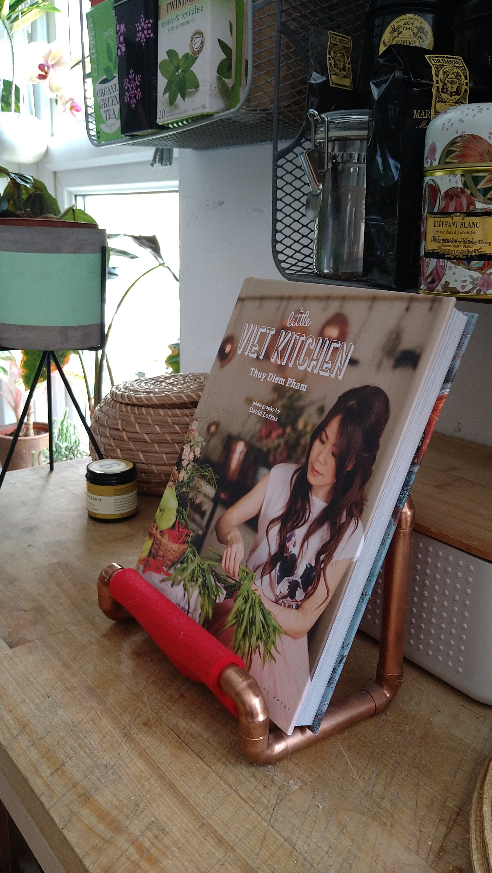 Copper Cookbook Stand Book Holder Industrial Kitchen Decor Etsy UK