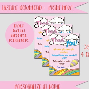 Oh the places you&#39;ll go // birthday // graduation // Hot air balloon // baby shower // editable // instant download / thank you / cards
