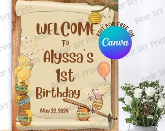 16x20 / Classic / Winnie the / Pooh / baby shower / banner / printable / instant download / digital / editable / welcome / sign / poster