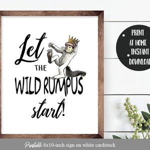 where the wild things are  / party supplies / let the wild rumpus start banner / party signs / birthday / baby shower / instant download