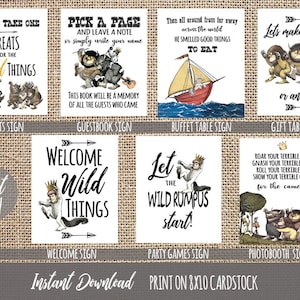 where the wild things are  / party supplies / let the wild rumpus start / banner / party signs / birthday / baby shower / instant download