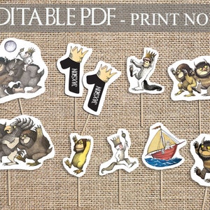 where the wild things are  / party supplies / let the wild rumpus start / party signs / instant download / cupcake toppers / centerpiece