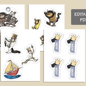 where the wild things are / party supplies / let the wild rumpus start / party signs / instant download / cupcake toppers / centerpiece image 2