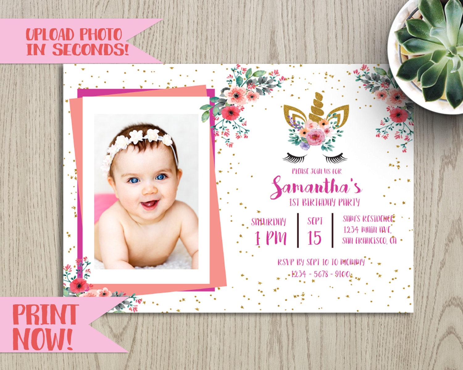 diy photo upload unicorn baby etsy
