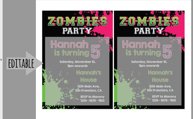 Zombies / Invitation / Party / Printable / Supplies / Birthday ...