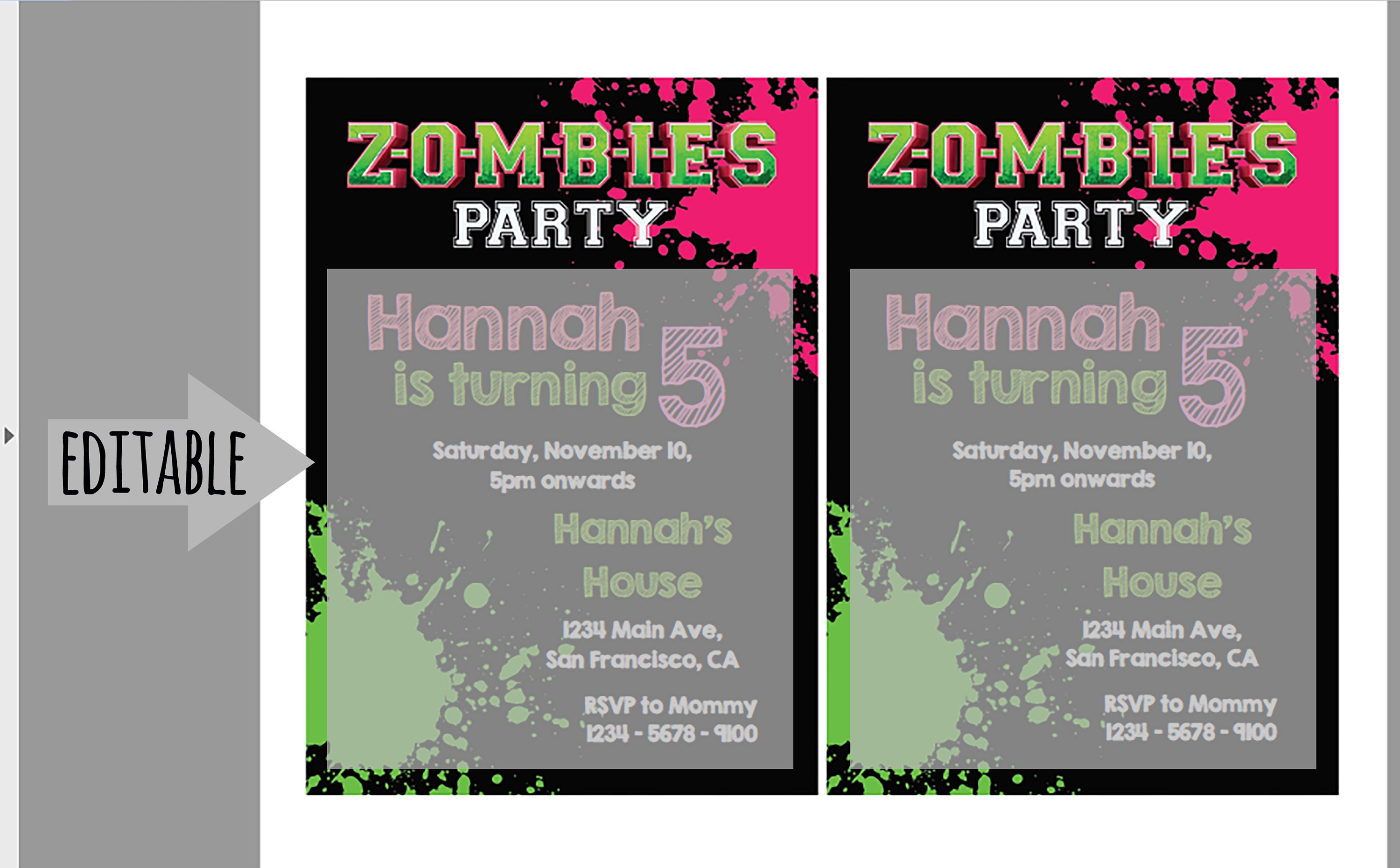 Zombies / Invitation / Party / Printable / Supplies / Birthday ...