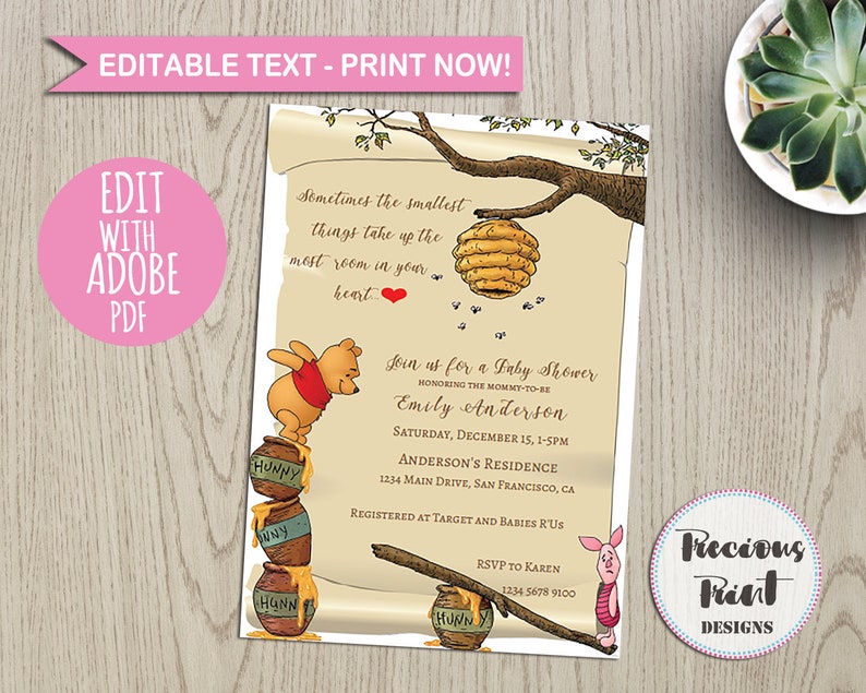 Clic / Winnie the / Pooh / boy or girl shower / invitation / printable / quick down load / invite / electronic / editable / birthday invite picture regarding Printable Winnie the Pooh Baby Shower Invitations named Clic / Winnie the / Pooh / little one shower / invitation / printable / fast down load / invite / electronic / editable / birthday invite