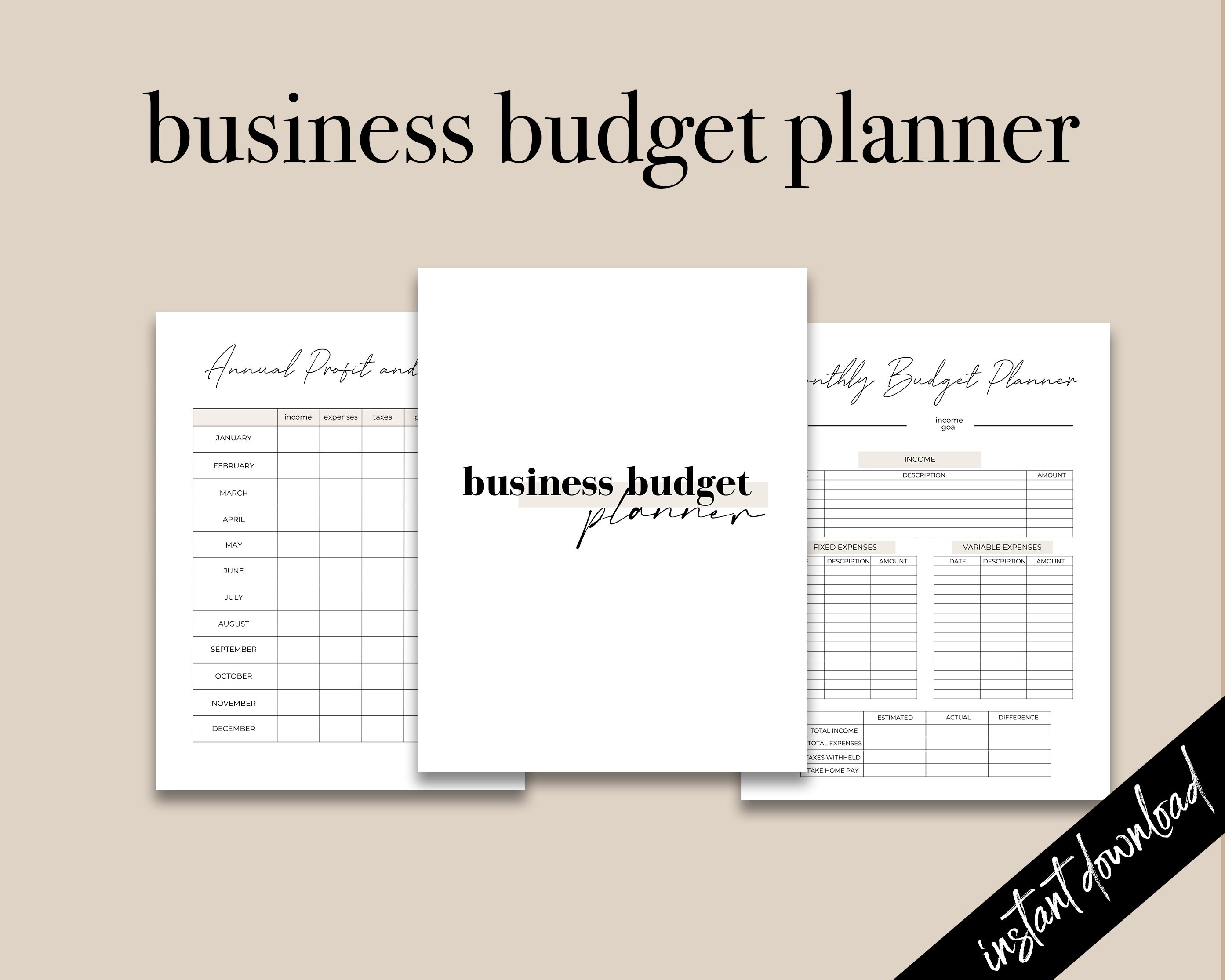 Business Budget Planner Printable PDF Small Business - Etsy