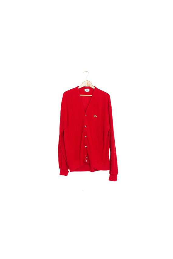 red lacoste cardigan