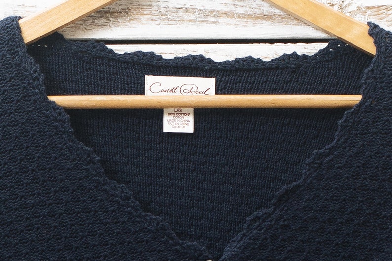 Women cardigan Carroll Reed Women sweater Vintage dark blue cardigan Cotton cardigan Women blue cotton sweater