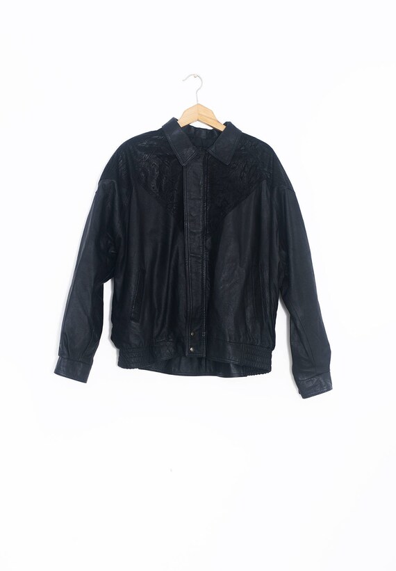 Animal print leather jacket | Vintage leather jack