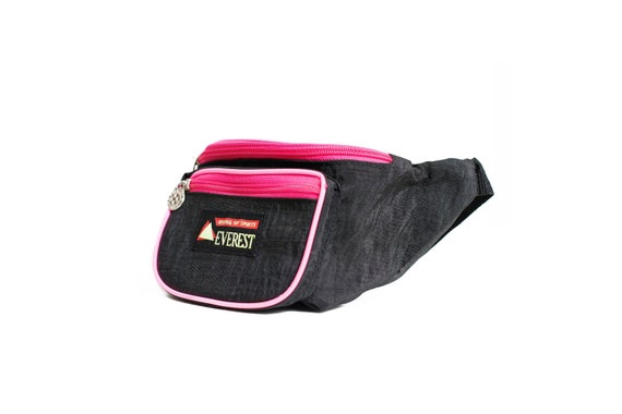 Fanny pack black and pink neon retro. Neon nylon s