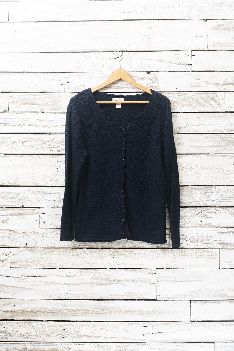 Women cardigan Carroll Reed Women sweater Vintage dark blue cardigan Cotton cardigan Women blue cotton sweater