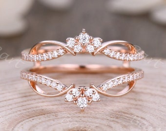 Vintage Diamond Ring Enhancer: 14K Rose Gold Contour Band