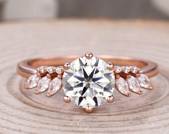 14k Rose Gold Moissanite Engagement Ring For Women Unique Promise Bridal Ring Marquise Shaped Moissanite Ring Anniversary Handmade Jewelry