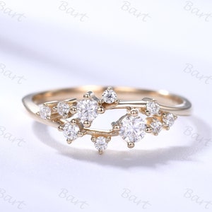 Moissanite Cluster Wedding Ring Yellow Gold Infinity Band Moissanite Natural Inspire Women Daily Band Half Eternity Anniversary Gift For Her