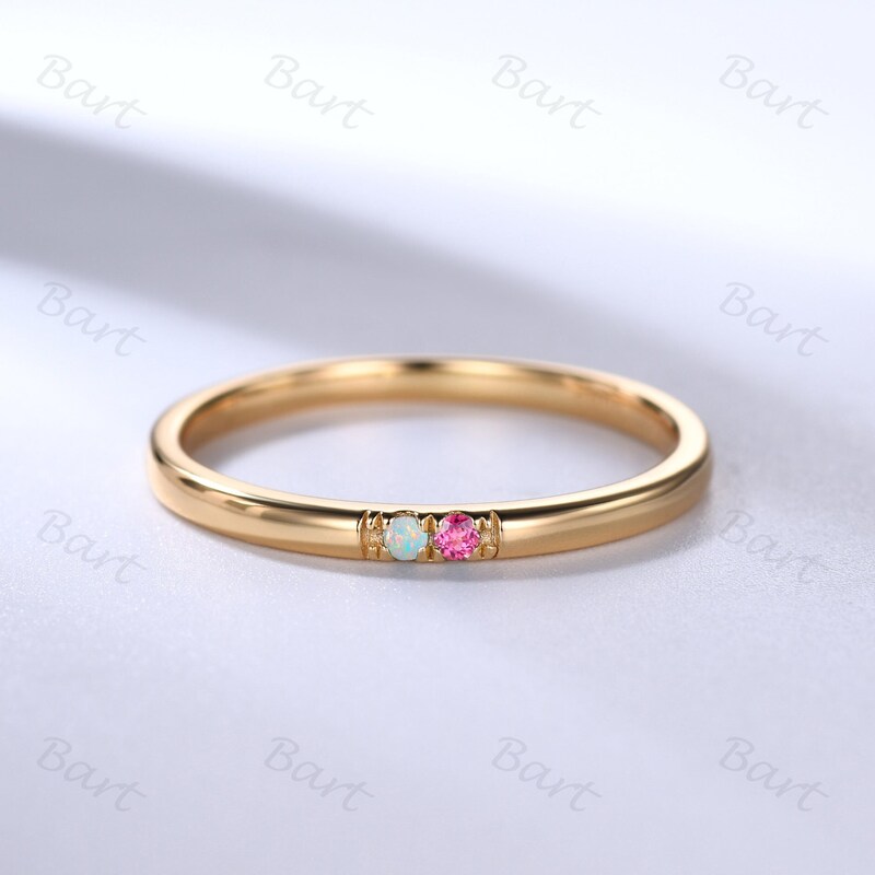 Dainty 10k Yellow Gold October Birthstone Heart Ring - CZ Promise/Proposal Ring With Side Stones - View #2