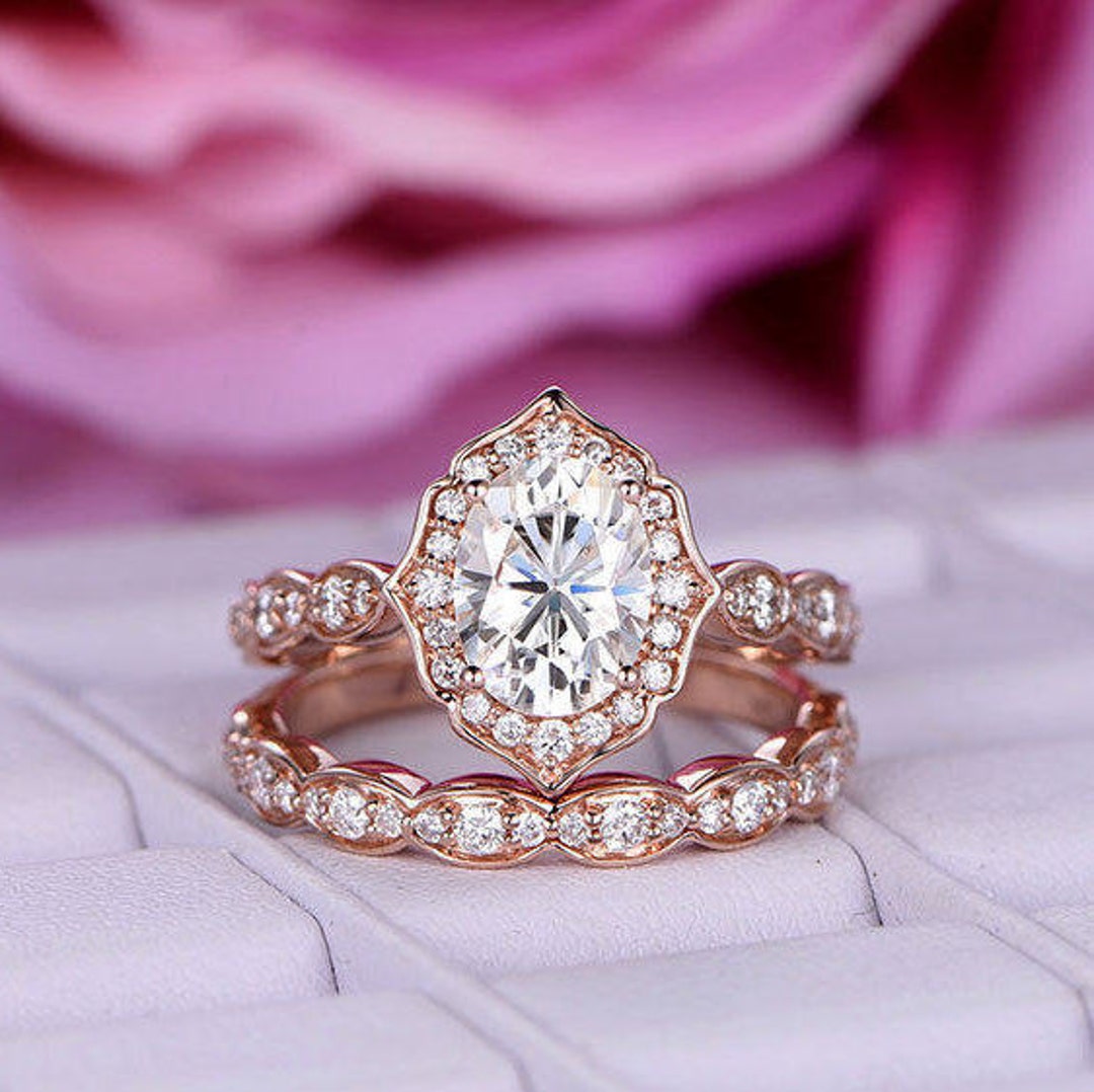 2 Pcs 1.5ct Big Moissanite Engagement Ring/diamond Wedding - Etsy