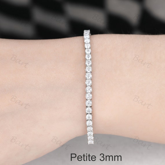 Petite 3mm Tennis Bracelet White Gold Round Moissanite Tennis Bracelet Unisex 6ct Moissanite Micro Tennis Bracelet 6 6.5 7 7.5 8 Etsy