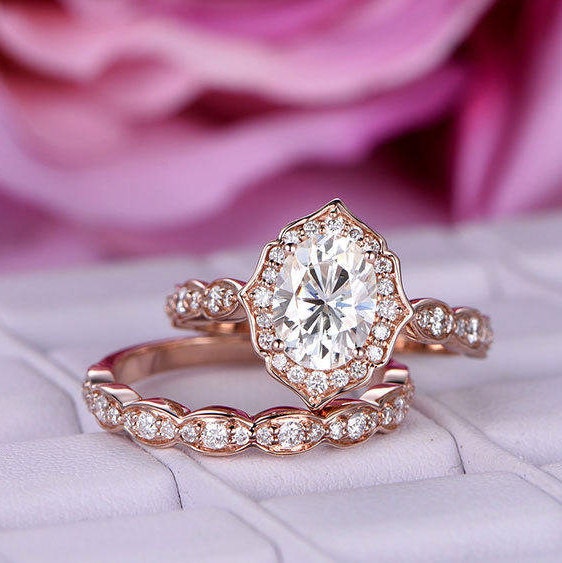 2 Pcs 1.5ct Big Moissanite Engagement Ring/diamond Wedding | Etsy