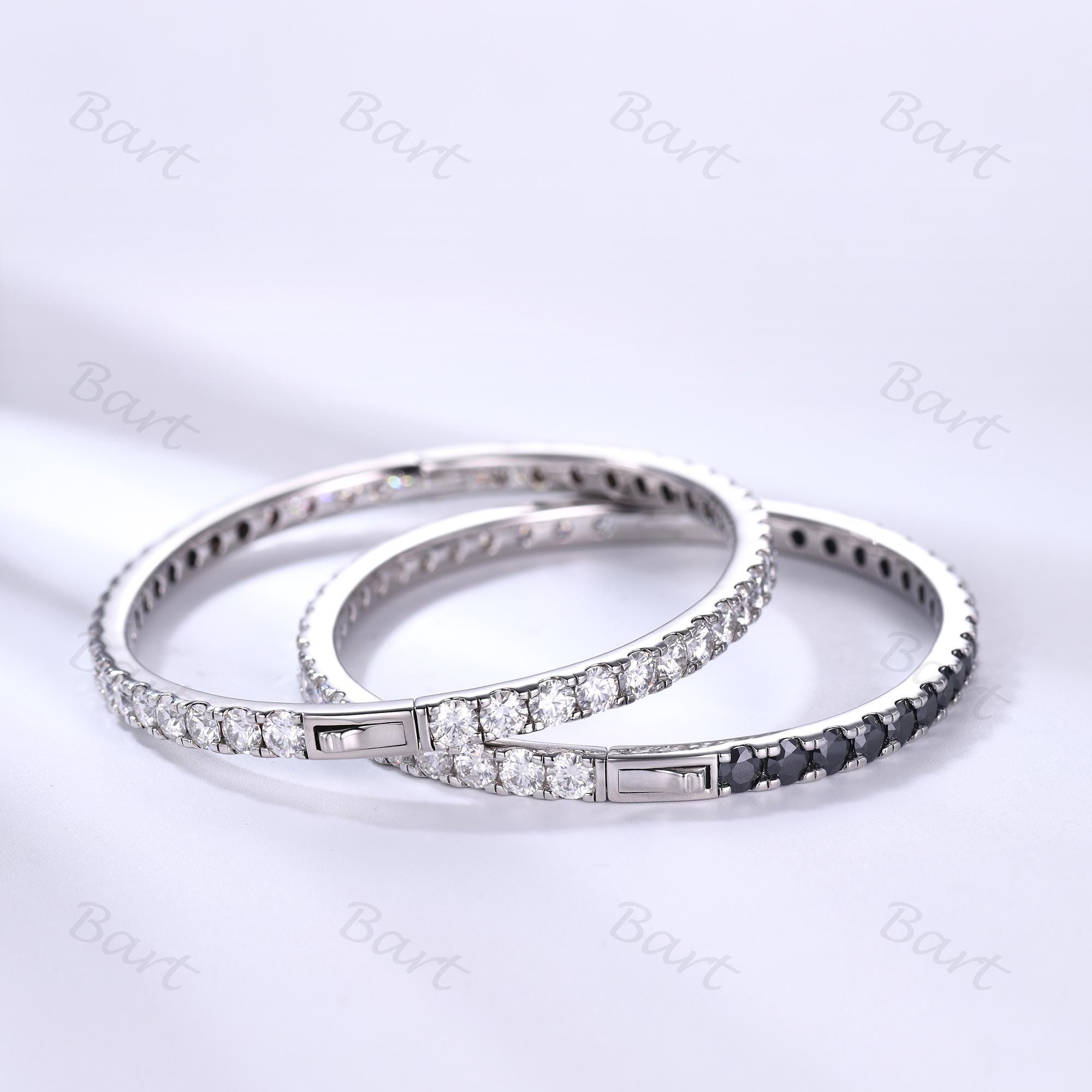 4mm Moissanite Bangles Bracelets VS G, S925 Sterling Silver