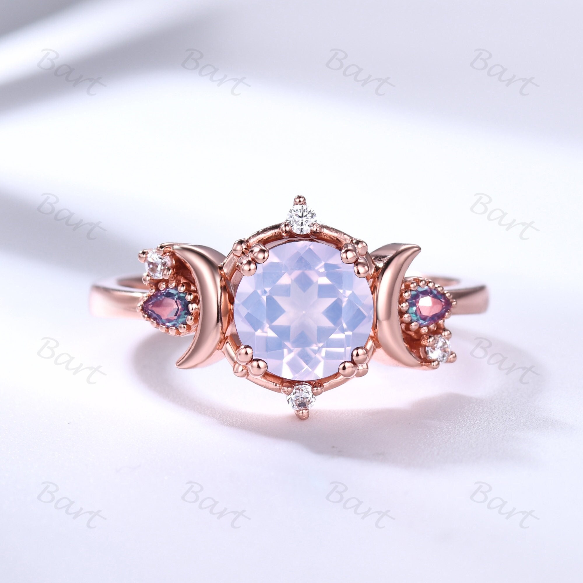 Vintage Lavender Amethyst Ring 7mm Round, Moon of My Life Wedding Ring, Sailor Moon Lavender Purple Ring Promise Rose Gold, Anniversary Ring