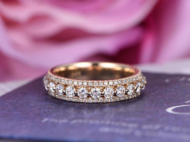 Full Eternity Diamond/Moissanite Rose Gold Wedding Band | Etsy