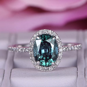 Verlovingsring alexandriet, unieke beloftering voor vrouwen, stapelring diamant, vintage ovaal geslepen alexandrietring, ring met geboortesteen juni, gouden ring