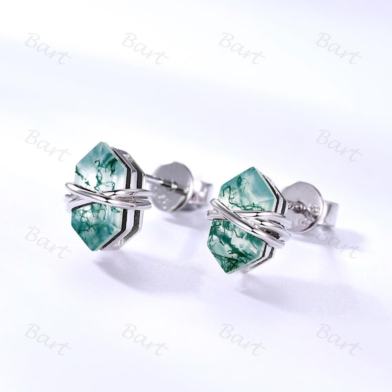 K10 モスアゲート ピアス K10 つや消し スクエア ピアス（ガーネット）- me.（エムイードット）