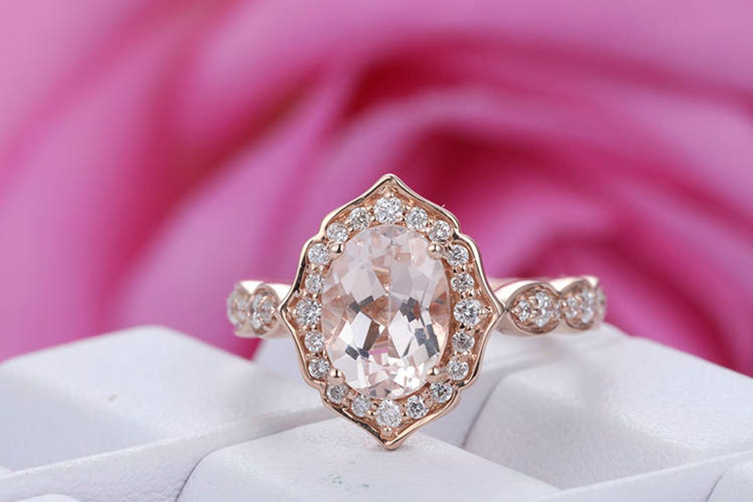 Vintage Promise Ring Diamond Halo Ring Anniversary Gift for