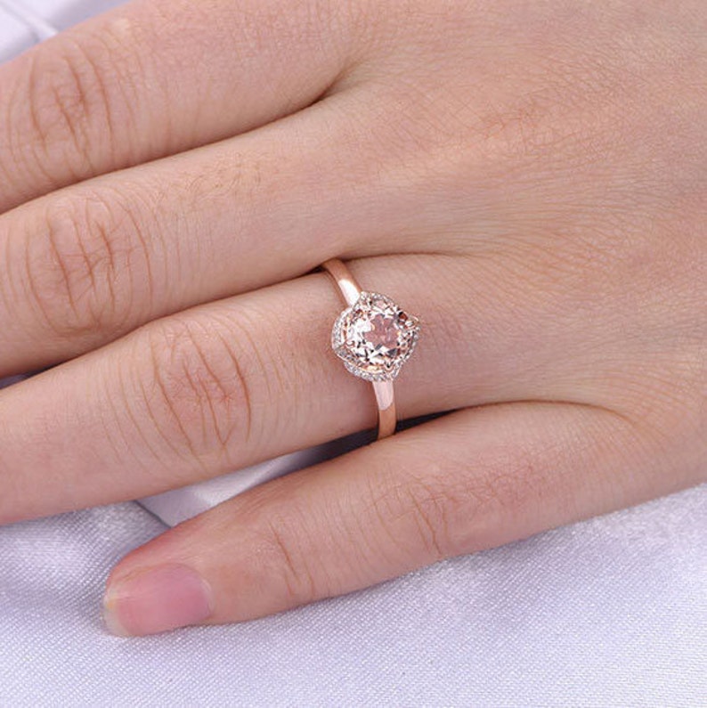 1.2ct Big brilliant Round engagement ring/14k rose Etsy
