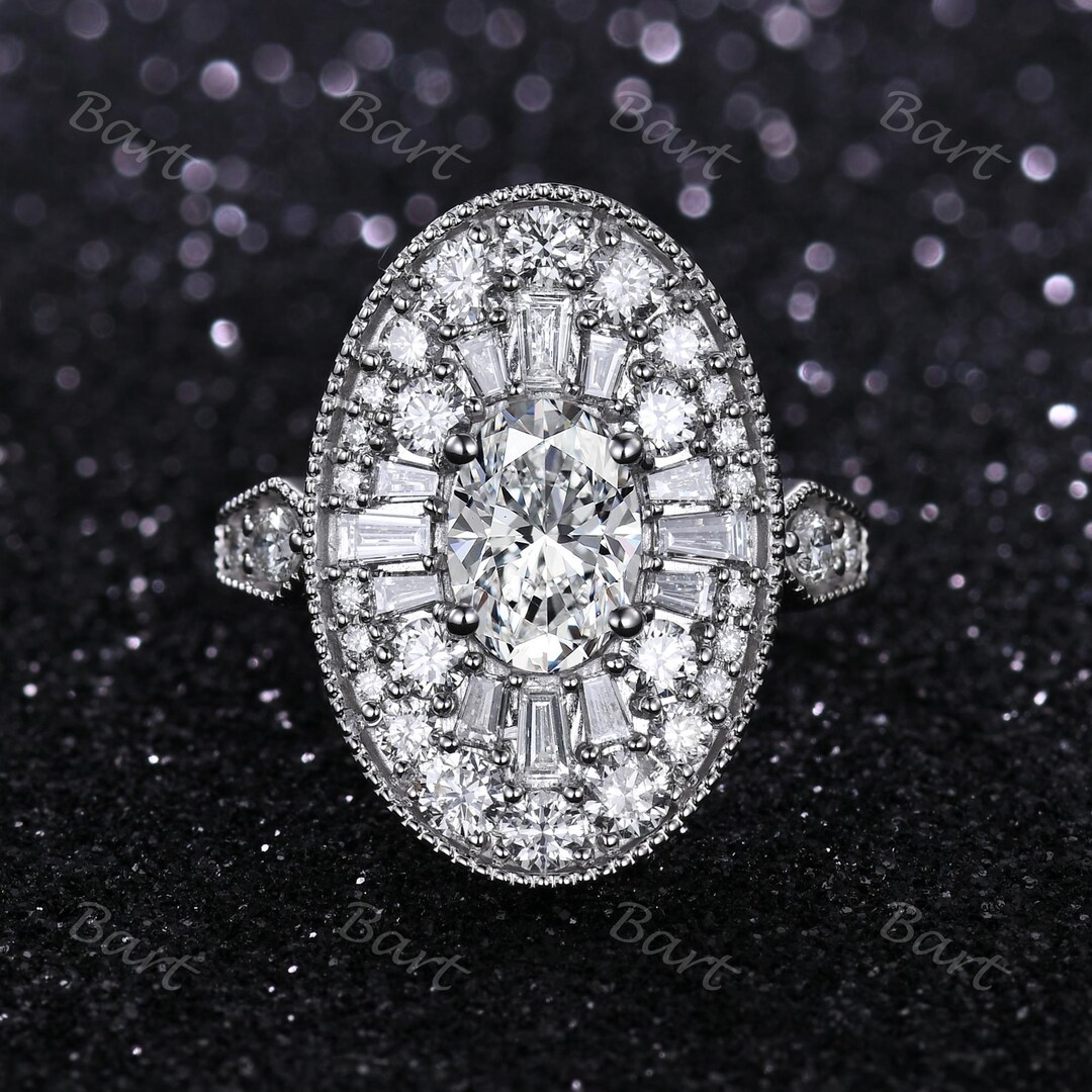 Oval Lab Grown Diamond Ballerina Ring: 14k Gold Double Halo - Etsy