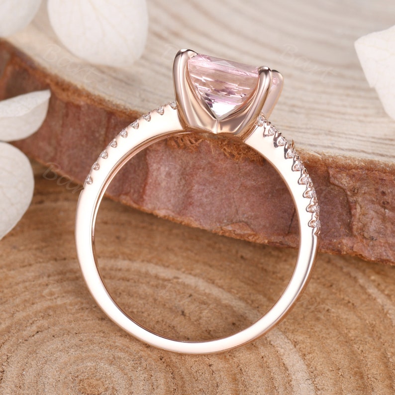 pink morganite engagement ring-natural pink morganite cushion ring-bartusgem pink morganite split shank ring