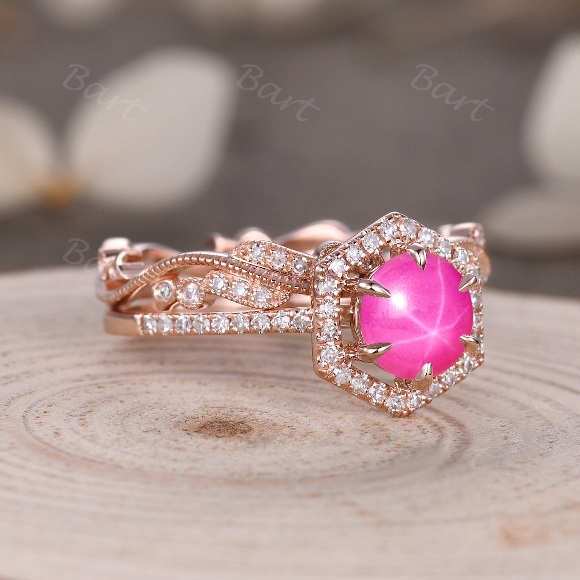 Pink star sapphire ring discount