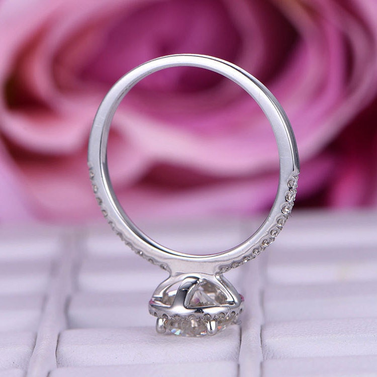 6.5mm Round cut Moissanite Engagement ring/Diamond in 14k | Etsy