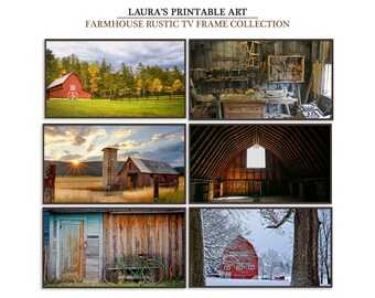 Farmhouse Samsung Frame TV Photos Rustic Barn in Winter Red Barn Set of 6 TV Frame Images