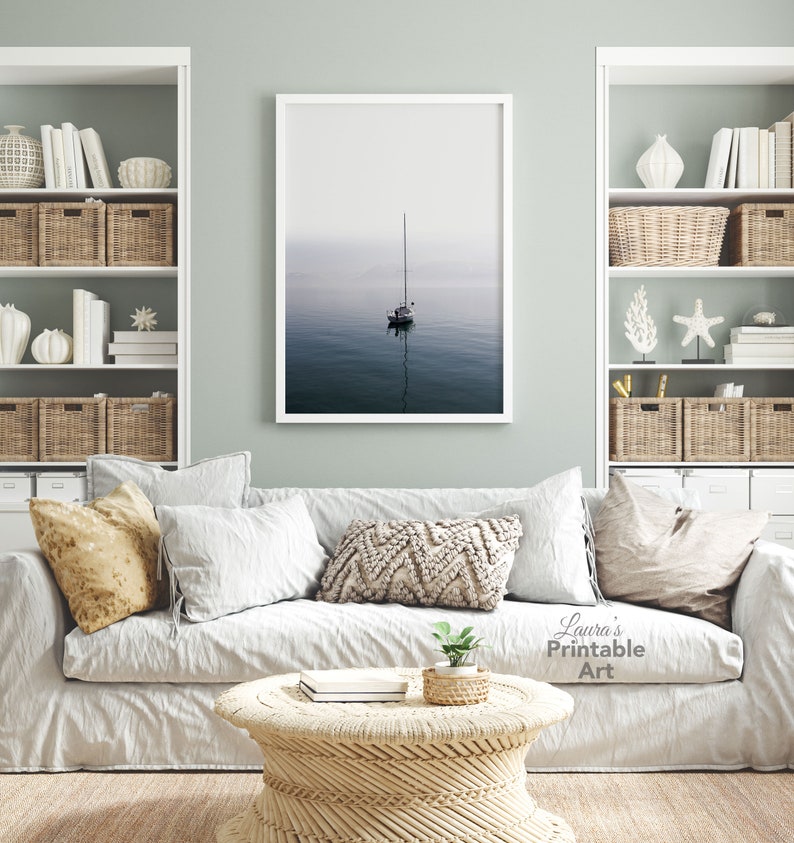 Boat Art Sailboat Print Ocean Art Ocean Photo Printable Art Minimalist Print, Ocean Water, Sea Prints, Nautical Wall Decor, Bathroom image 4