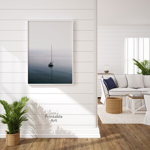 Boat Art Sailboat Print Ocean Art Ocean Photo Printable Art Minimalist Print, Ocean Water, Sea Prints, Nautical Wall Decor, Bathroom image 3