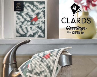 Clards—Greetings that Clean Up! Eco-friendly card doubles as dishcloth. Pack of 3